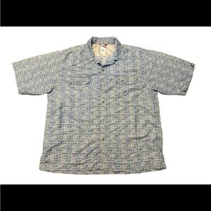 The North Face Men's Shirt Medium Blue Short Sleeve Button Up Hieroglyphic